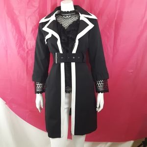 BeBe black trench with contrast trim sm, sm -med